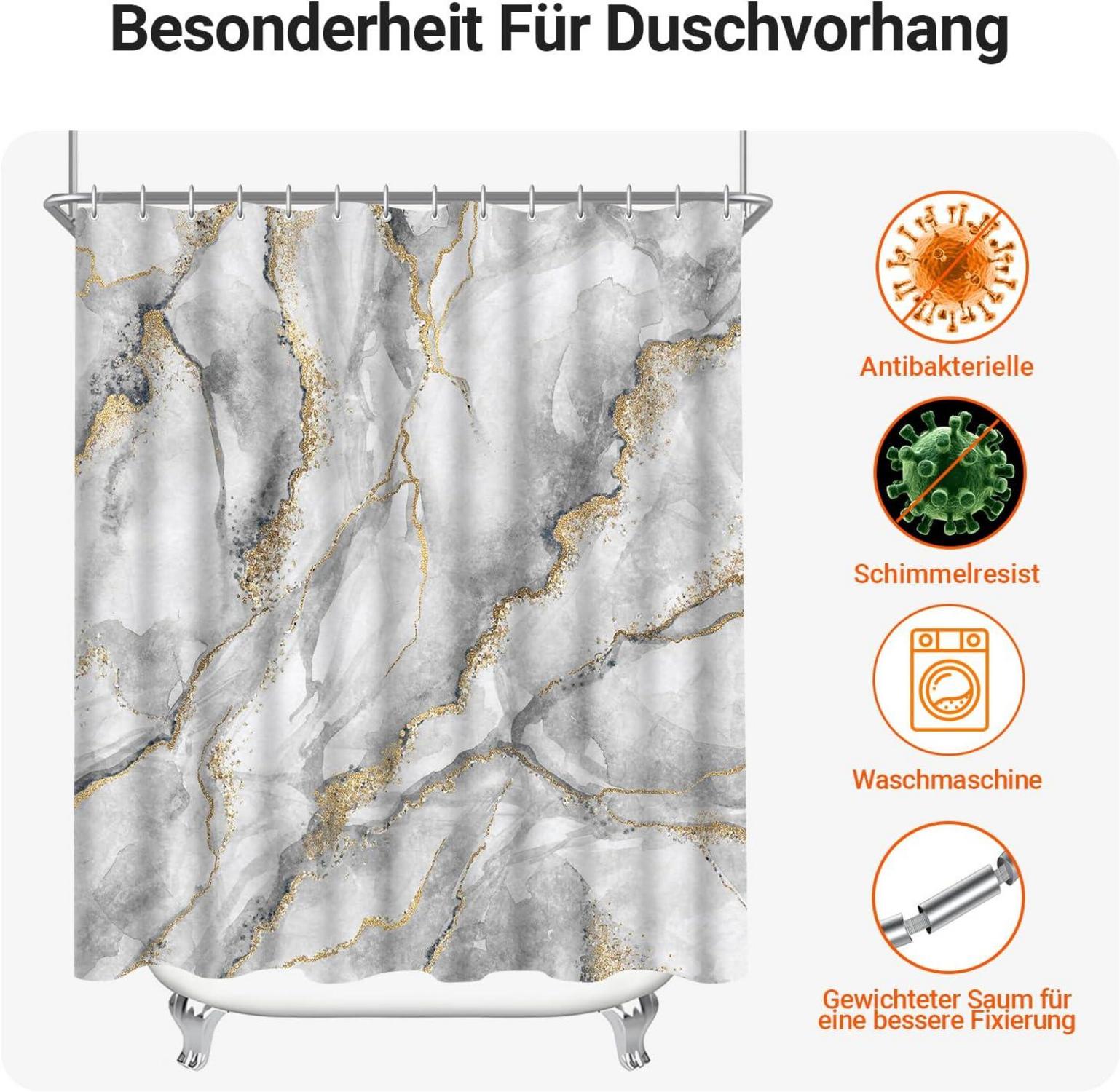 Duschvorhang Marmor 150x200cm Wasserabweisend Polyester mit 8 Ösen