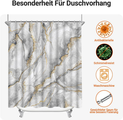 Duschvorhang Marmor 150x200cm Wasserabweisend Polyester mit 8 Ösen