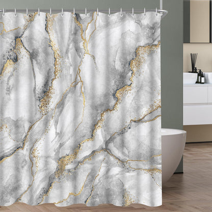 Lerores Duschvorhang Marmor 150x200cm Wasserabweisend Textil 8 Ösen Waschbar Größe 146 H200 x B150 cm