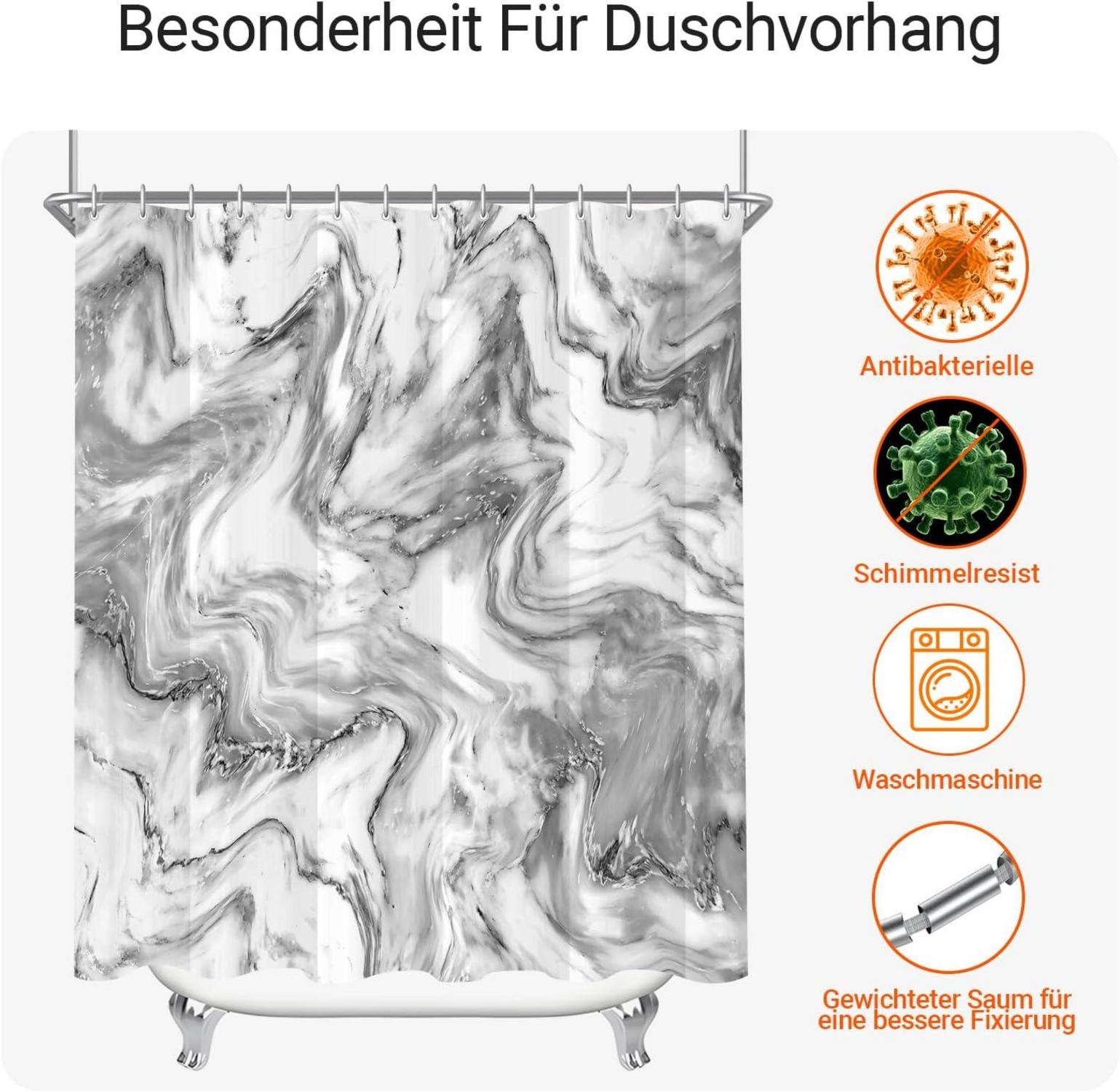 Duschvorhang 150x200cm Marmor Textil Anti-Schimmel wasserabweisend Polyester
