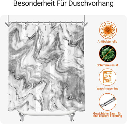 Duschvorhang 150x200cm Marmor Textil Anti-Schimmel wasserabweisend Polyester