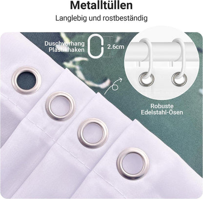 Duschvorhang Wald Antischimmel Textil 240x200cm mit Ösen - Badezimmer Badevorhang 1er Pack
