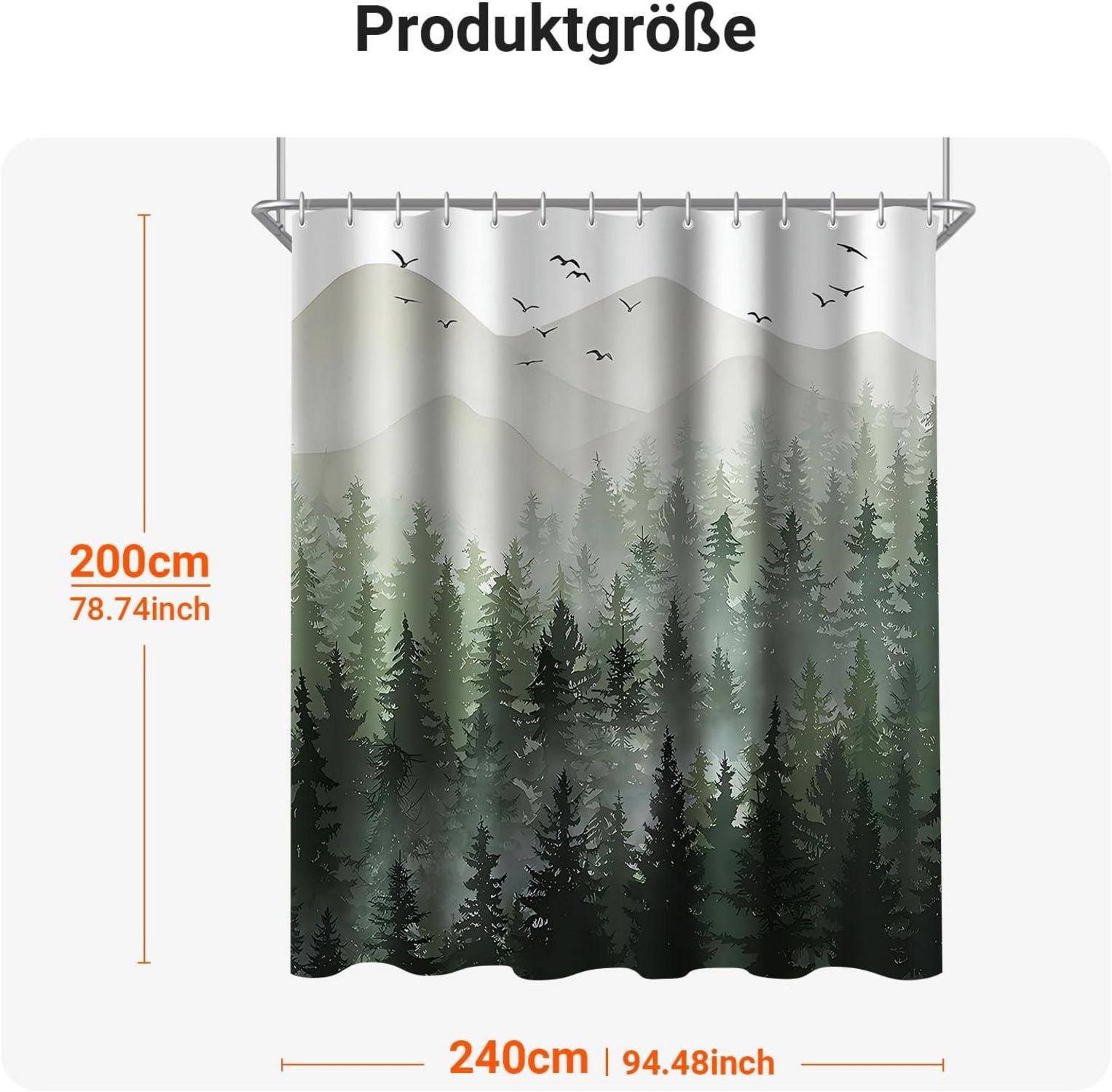 Duschvorhang Wald Antischimmel 240x200cm Textil wasserabweisend7080