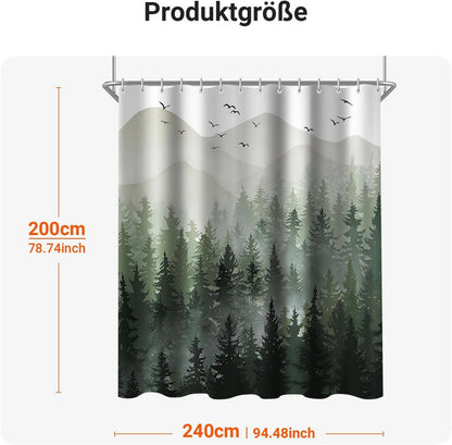 Duschvorhang Wald Antischimmel 240x200cm Textil wasserabweisend7080