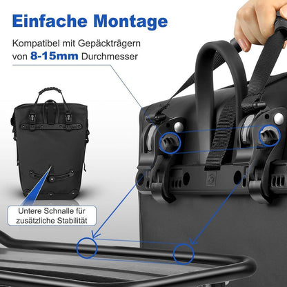 Toptrek Fahrradtasche für Gepäckträger mit Isoliertasche 28L