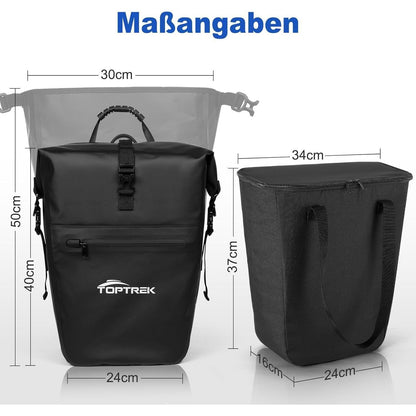Toptrek Fahrradtasche für Gepäckträger mit Isoliertasche 28L