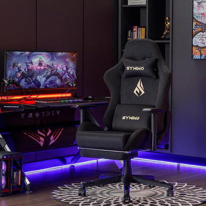 Ergonomischer Gaming Bürostuhl mit Fußstütze Schwarz