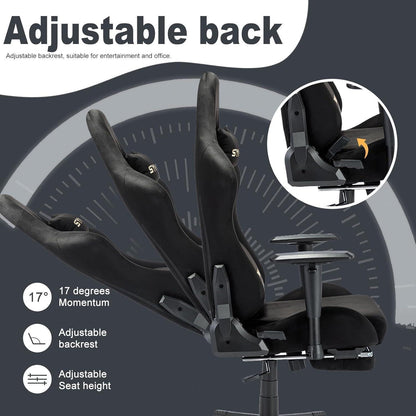 Ergonomischer Gaming Bürostuhl mit Fußstütze Schwarz