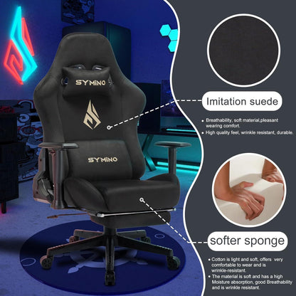 Ergonomischer Gaming Bürostuhl mit Fußstütze Schwarz