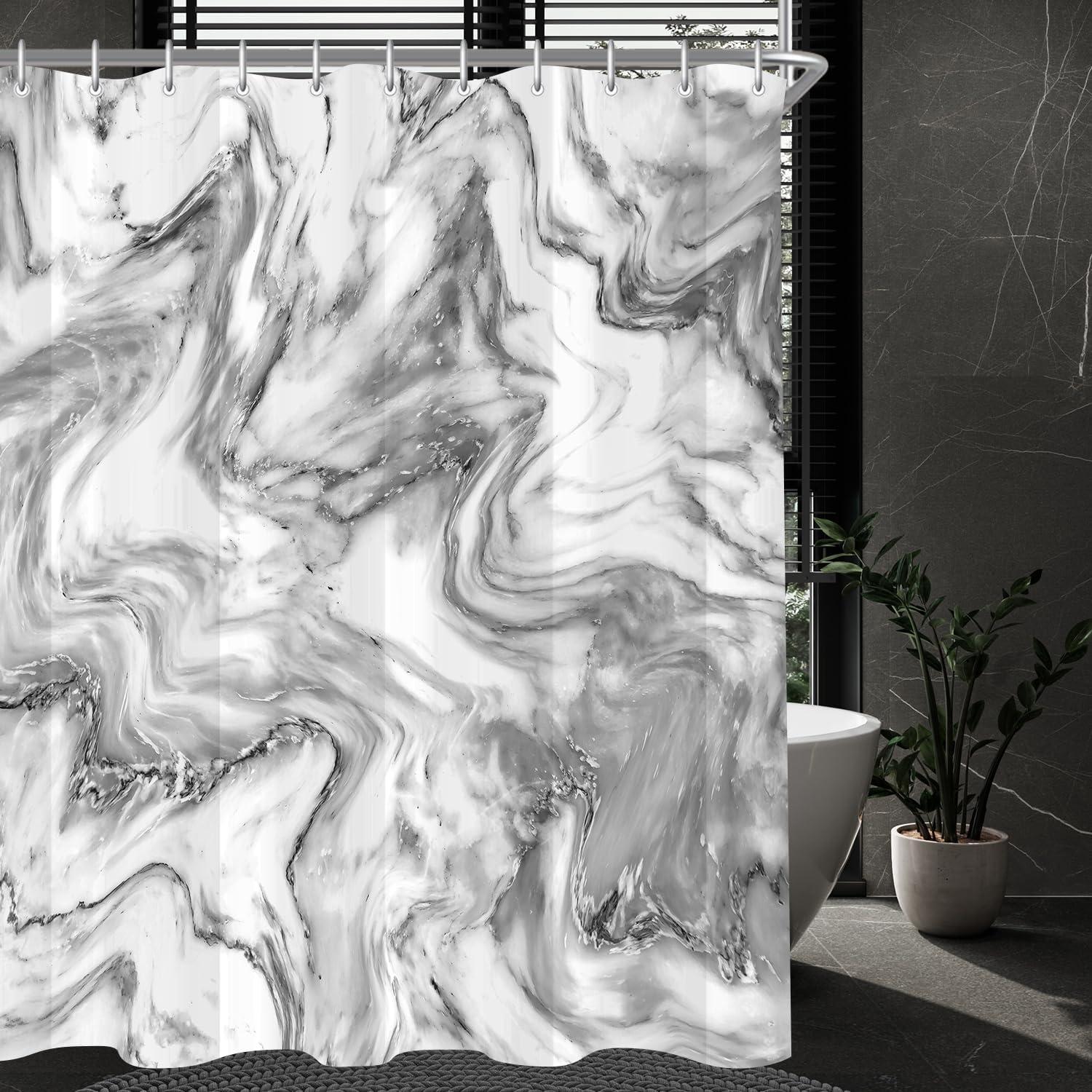 Duschvorhang Marmor Antischimmel Textil 240x180cm wasserabweisend waschbar Polyester Stoff ocean house 1er Pack