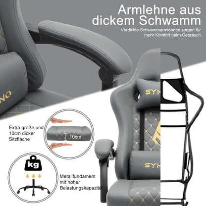 Gaming Stuhl Racing Gamer Sessel mit Fußstütze