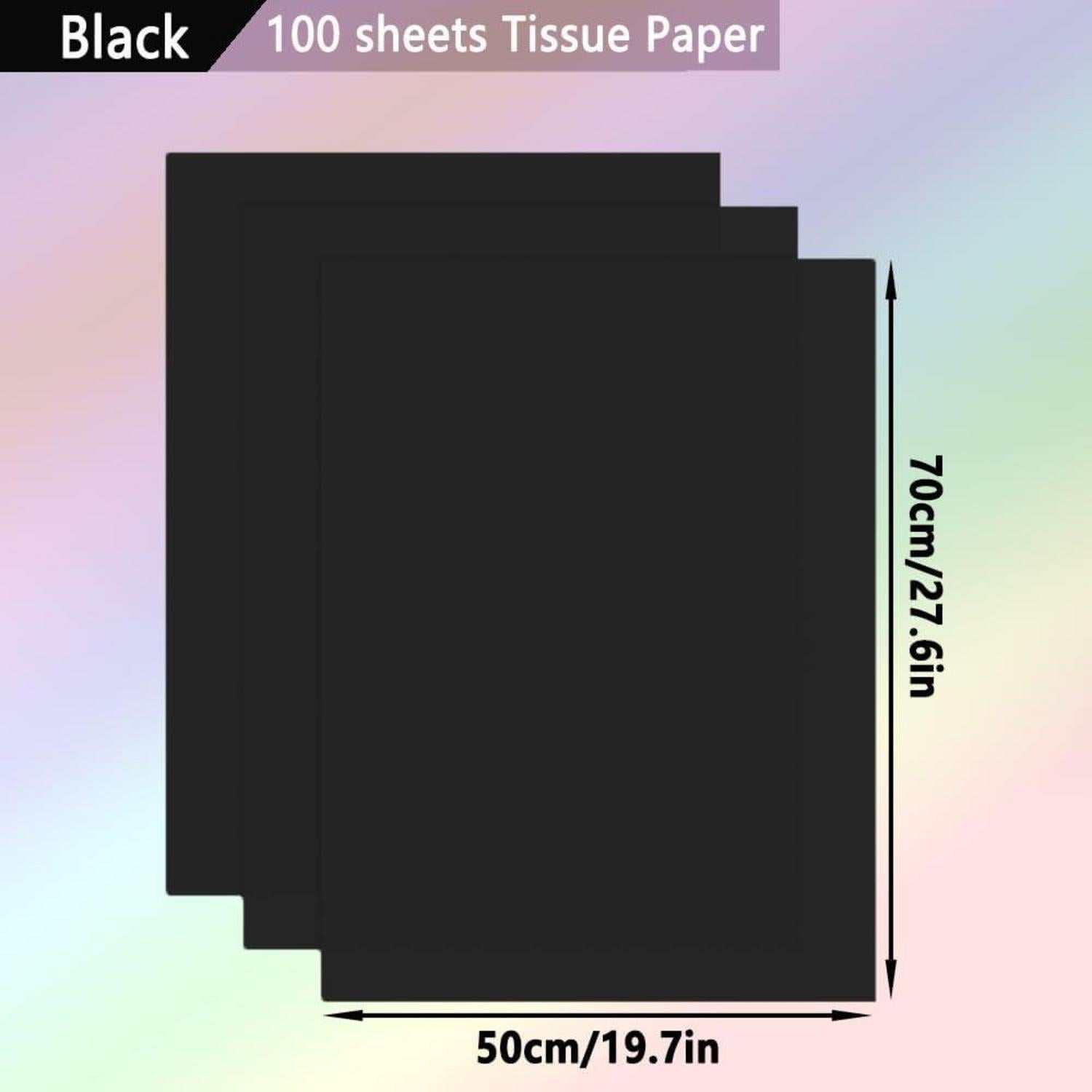 100 Blatt schwarzes Seidenpapier 70x50 cm für