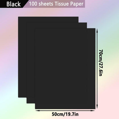 100 Blatt schwarzes Seidenpapier 70x50 cm für
