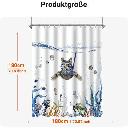 Duschvorhang 150x200cm Katzenschwimme Antischimmel