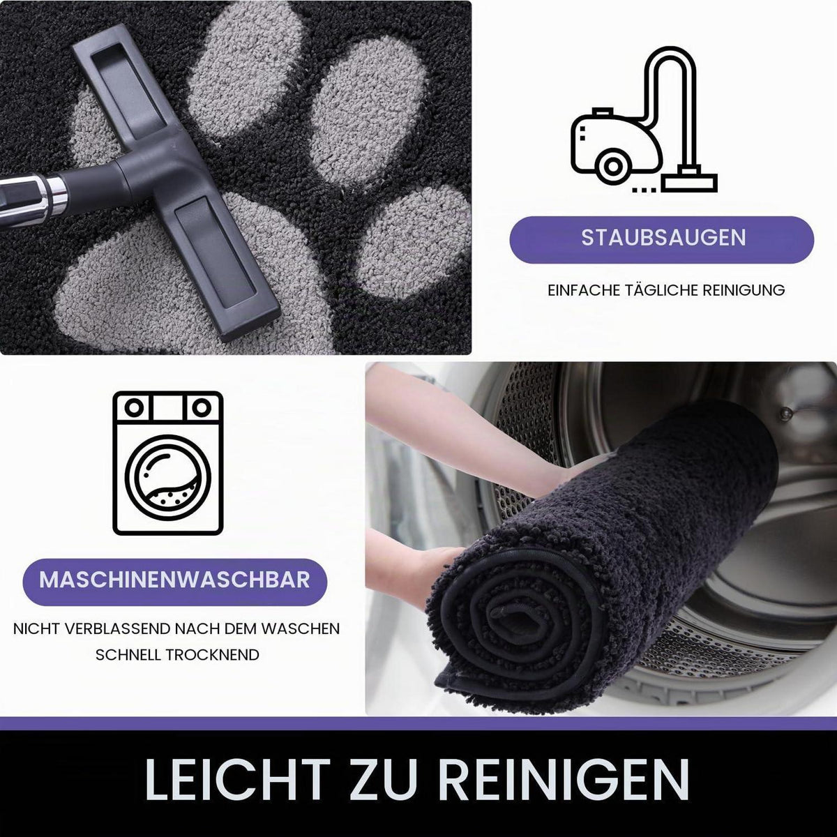 Rutschfeste Fußmatte dunkelgrau 80x178 cm – Sauberlaufmatte Innenbereich