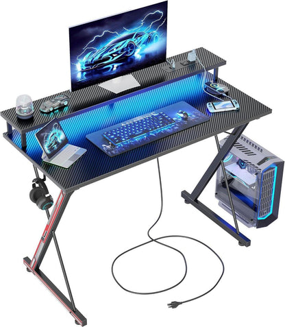 Gaming Schreibtisch LED Steckdosenleiste 100x50 cm Monitorständer