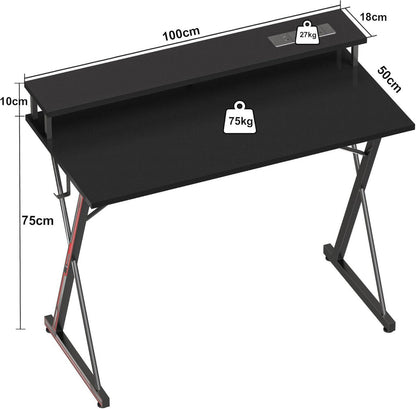 Gaming Schreibtisch LED Steckdosenleiste 100x50 cm Monitorständer