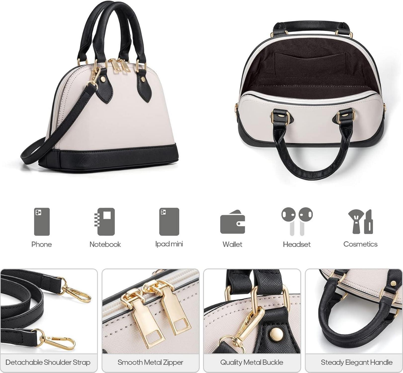 Großes 4-teiliges Damen Handtaschen Set in Weiß-Schwarz