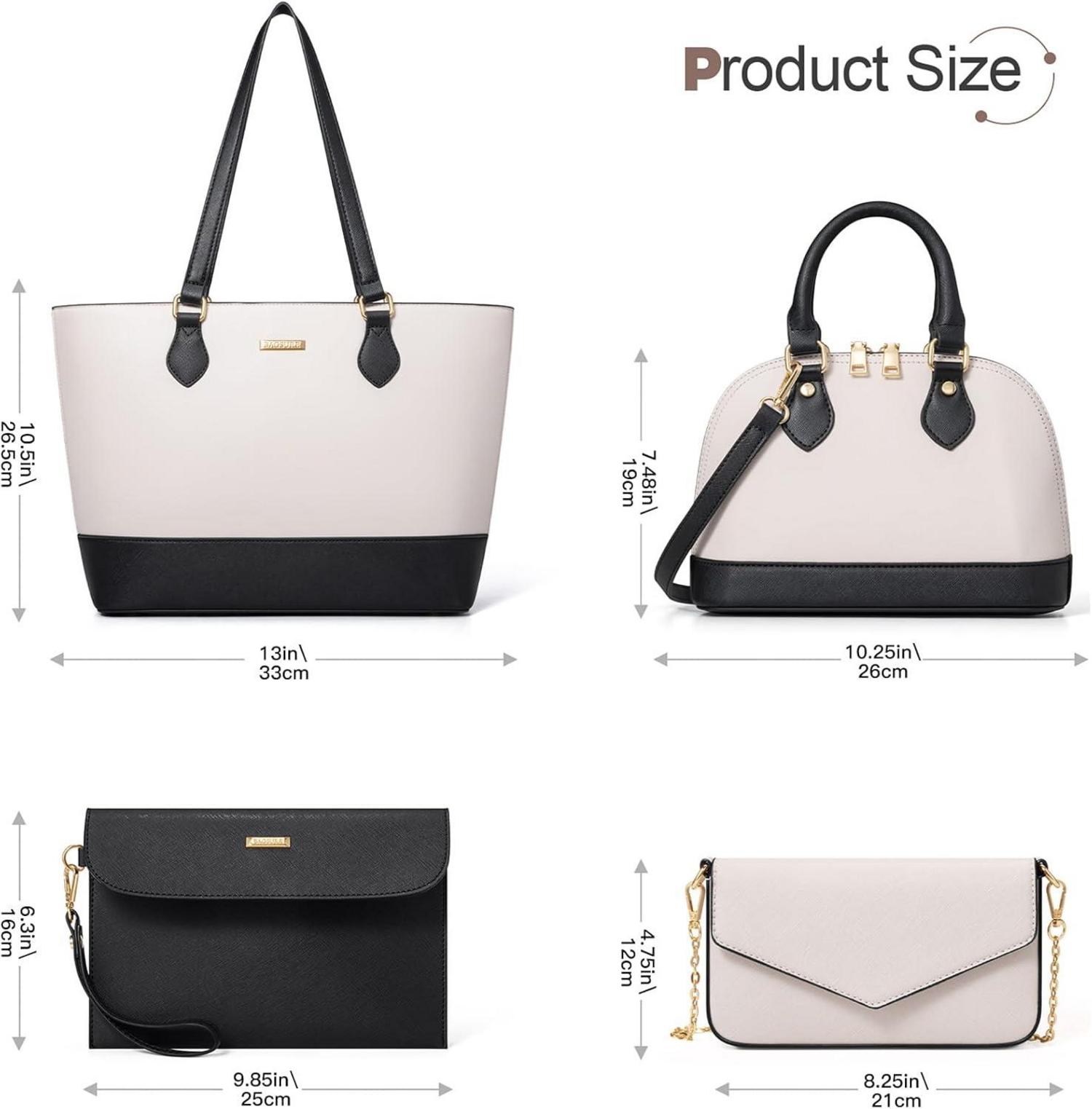 Bagsure 4-teiliges Damen Handtaschen Set Büro Schule Einkauf Reise