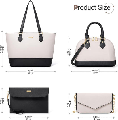 Bagsure 4-teiliges Damen Handtaschen Set Büro Schule Einkauf Reise