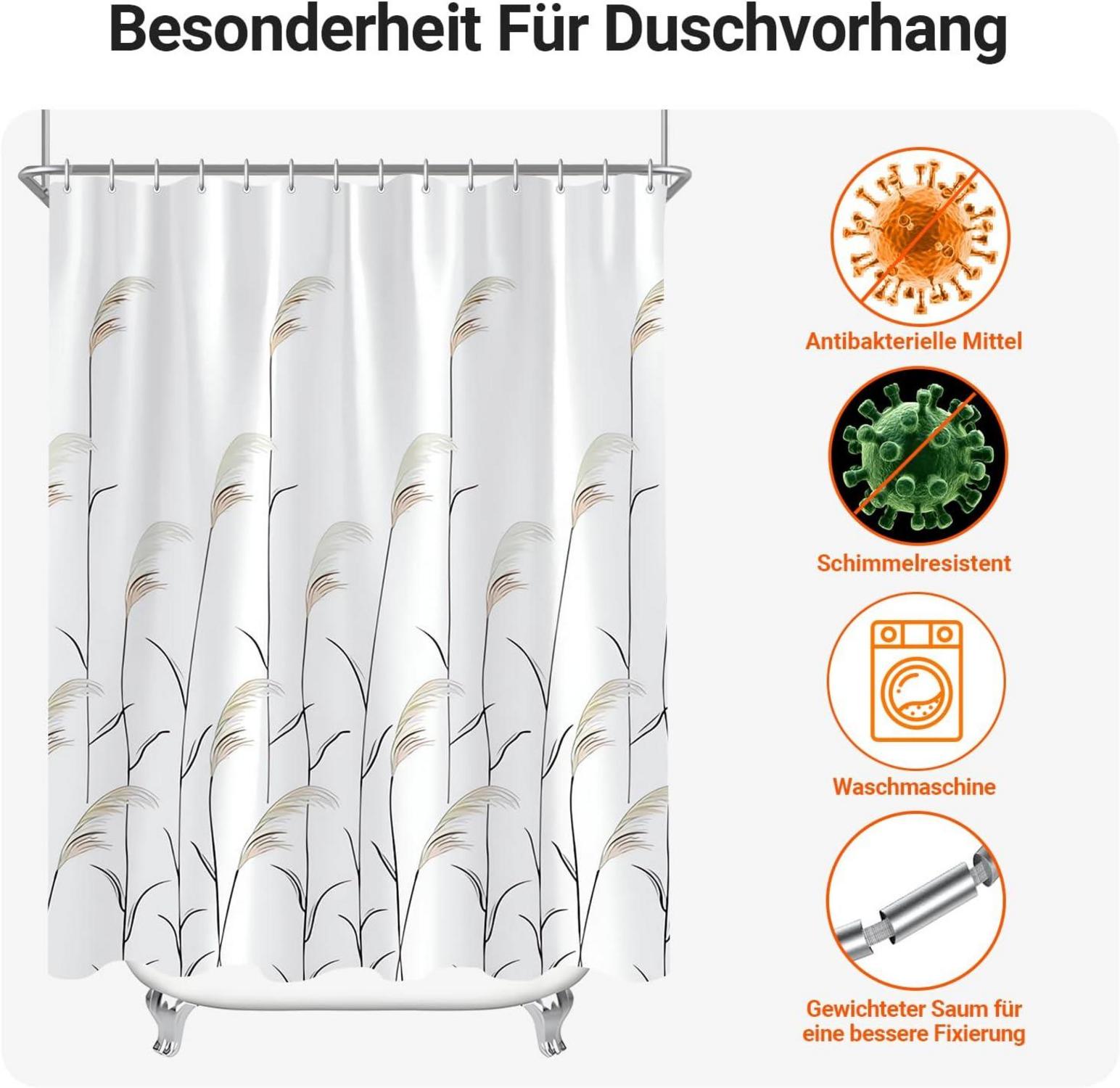 Duschvorhang 280x200cm Weizenohr Antischimmel Wasserabweisend