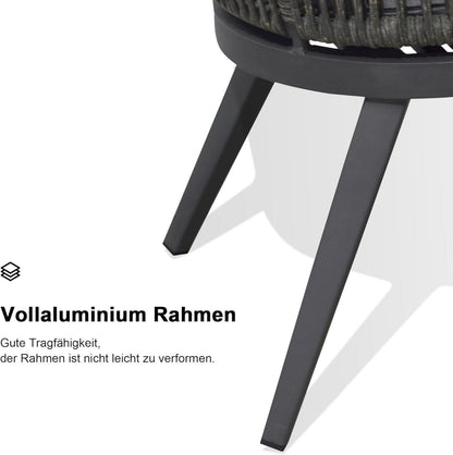 PURPLE LEAF 11-TLG Gartenmöbel Set Outdoor Aluminium Rattan Grau