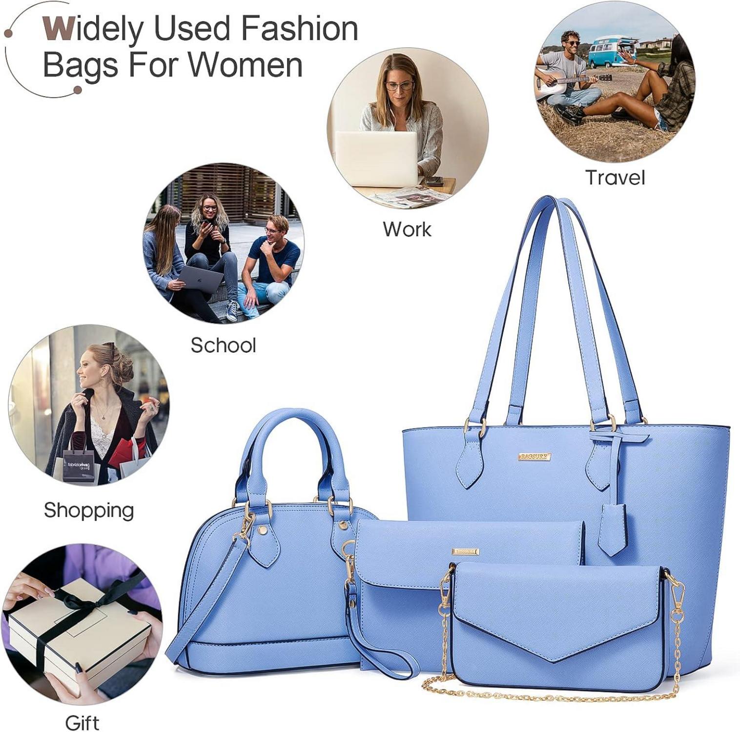 Damen Handtasche 4-teiliges Set Tragetasche Büro Schule Einkauf