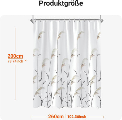 Duschvorhang Weizenohr 260x200cm Antischimmel Wasserabweisend Waschbar