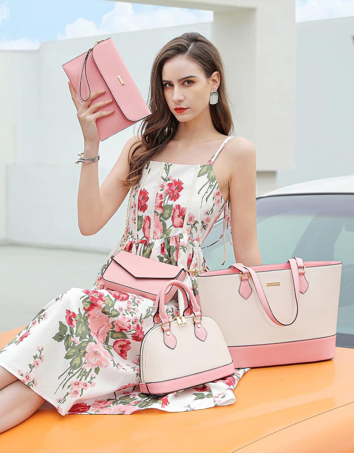 Bagsure Handtaschen Damen 4-teiliges Set Büro Schule Einkauf Reise Geschenk