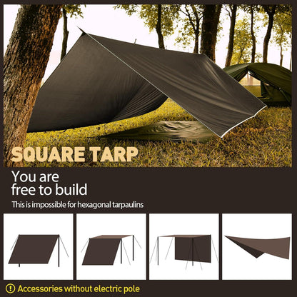 VOSOIR Tarp 3x5M Ultraleicht Wasserdicht Camping Zeltplane Anti-UV Sonnenschutz