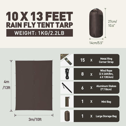 Camping Zeltplane 3x4M Wasserdicht Ultraleicht mit Ösen und Stiften