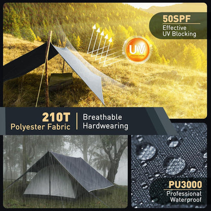 Ultraleichtes Wasserdichtes Camping Tarp 3x3m Graublau