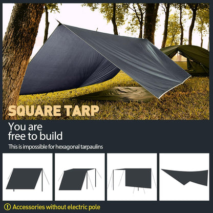 Ultraleichtes Camping Tarp 3x3M Wasserdicht Graublau Outdoor Zeltplane