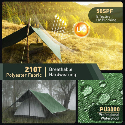 VOSOIR Tarp 3x3M Wasserdicht Ultraleicht Camping Zeltplane