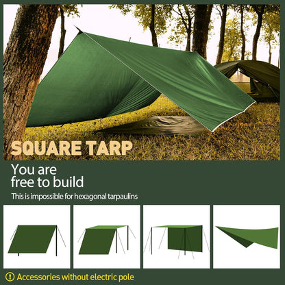 Wasserdichtes Camping Tarp 3x3M Anti-UV Sonnenschutz für Outdoor-Aktivitäten