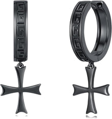 Große Kreuz Ohrringe Hängend Schwarz Damen Herren Gift