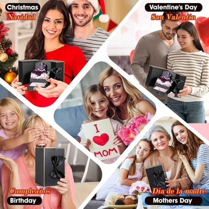 Ewige Rose Damen Halskette 925 Silber Rote Infinity Rose Geschenkbox