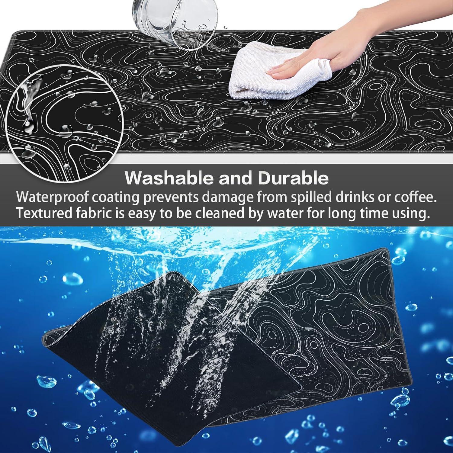 Gaming Mauspad XXL 900x400mm Schwarz Topographisch Wasserdicht Rutschfest