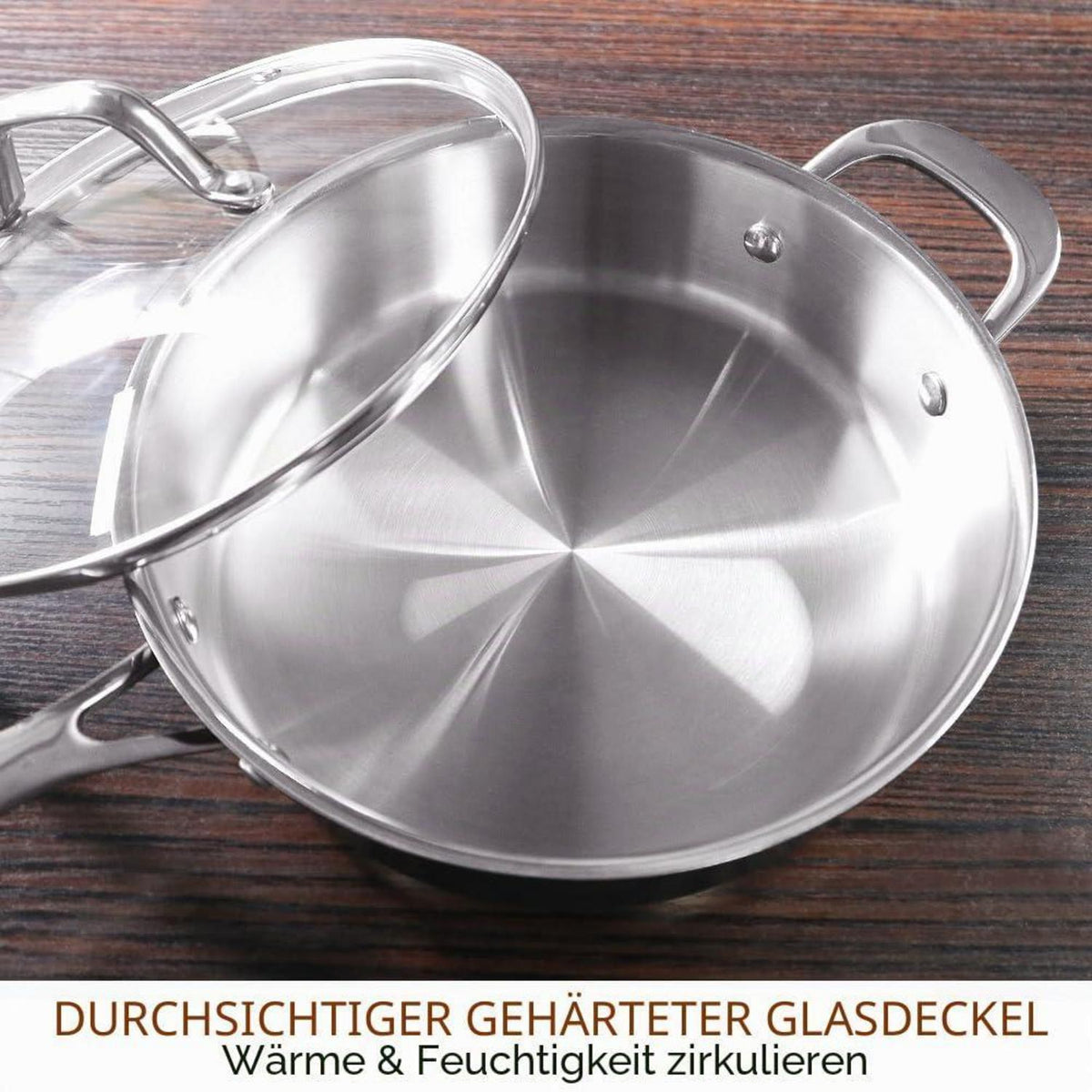 10-teiliges Edelstahl Kochgeschirr-Set Marinegrau – Nickelfrei & Gesund