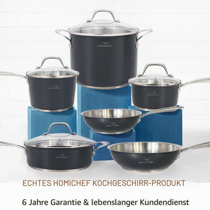 10-teiliges Edelstahl Kochgeschirr-Set Marinegrau – Nickelfrei & Gesund