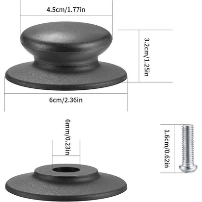 5x Universal Topfdeckelgriffe aus Bakelit, Schwarz