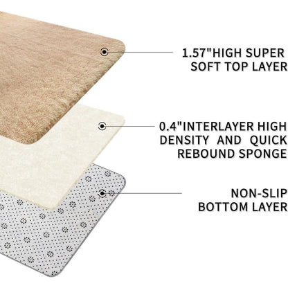 Flauschiger Hochflor Teppich Beige 160x230 – Wohnzimmer Schlafzimmer Matte
