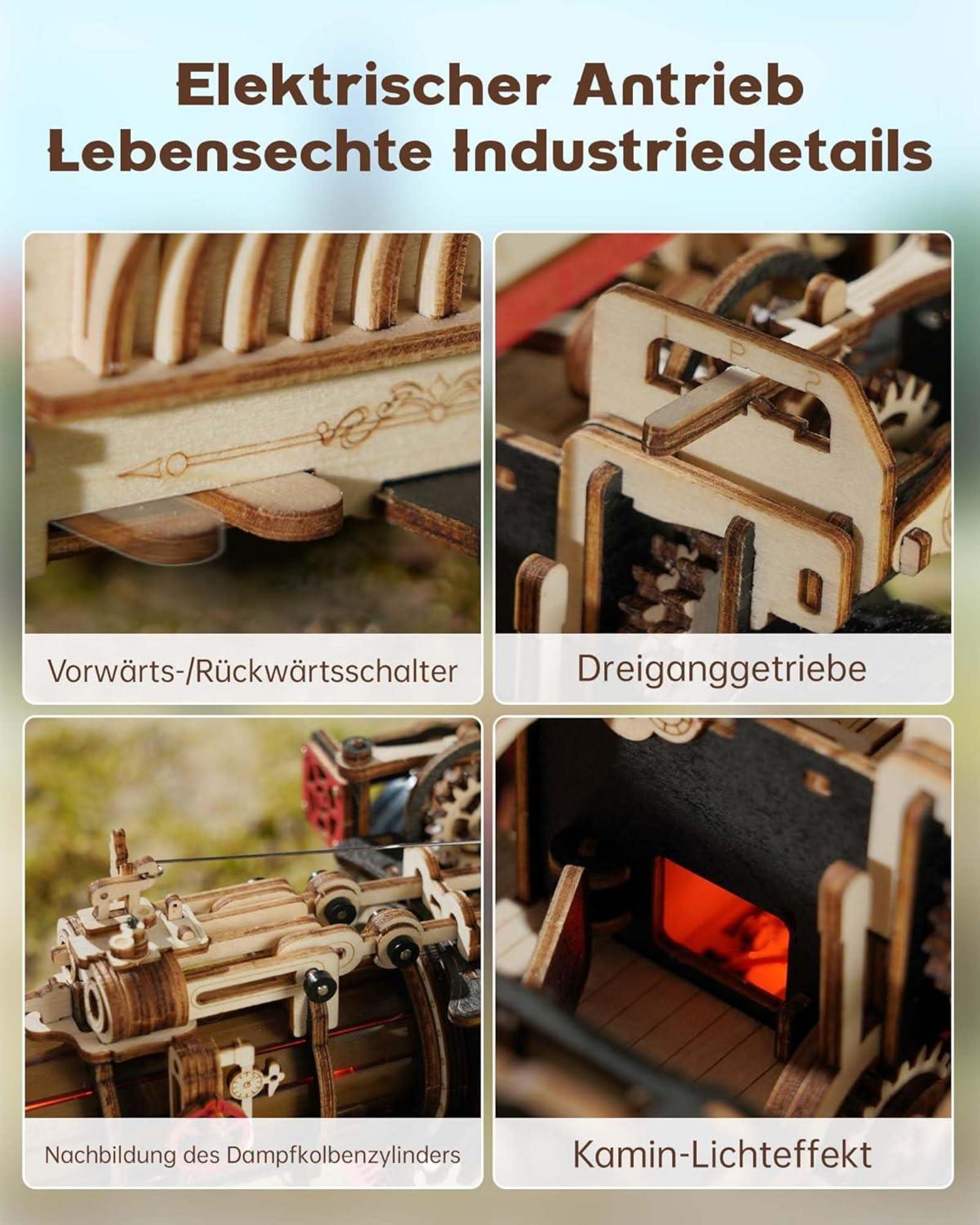 ROKR Holz Dampflok 3D Puzzle bausätze für Erwachsene LKA01