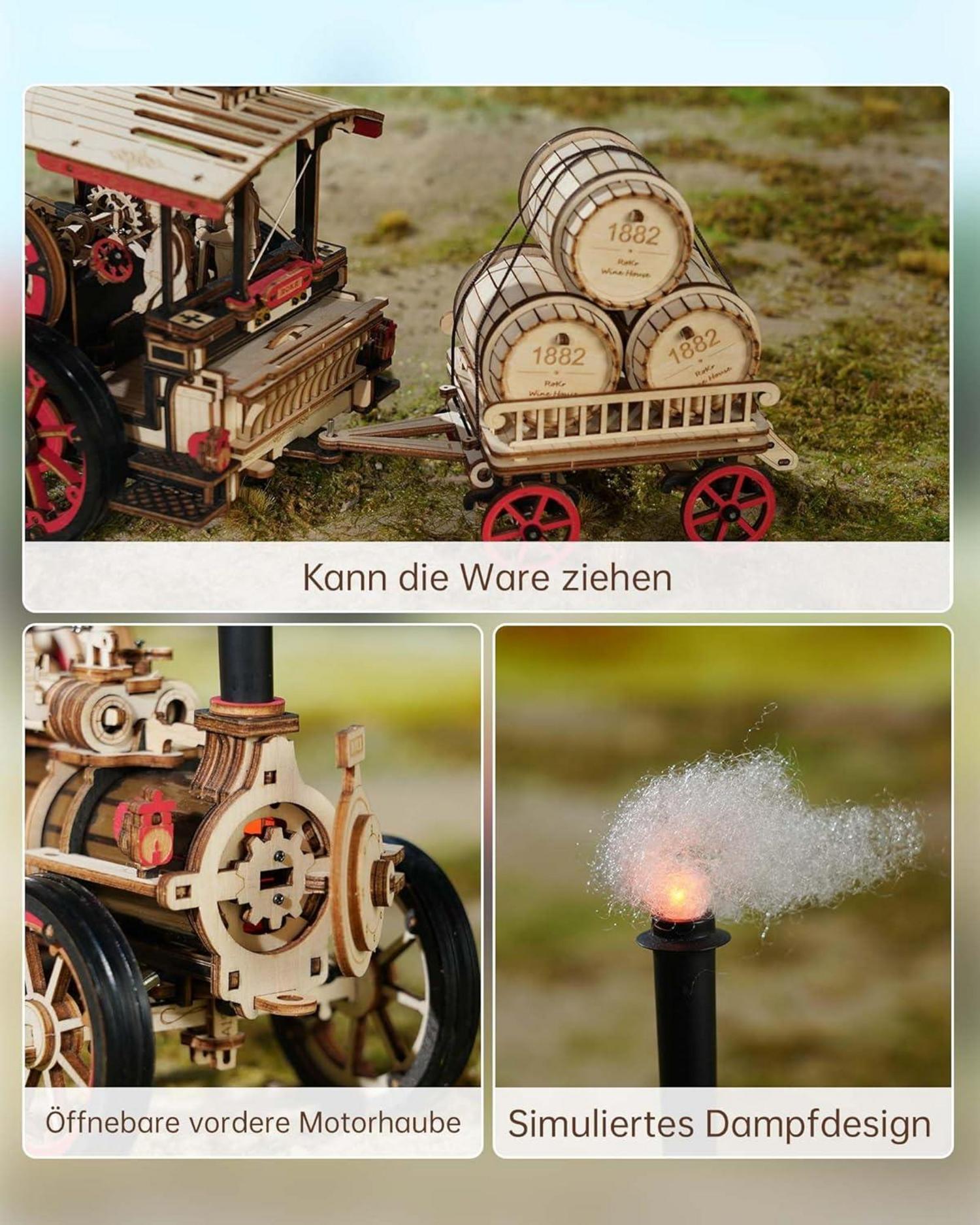 ROKR 3D Puzzle Holz Zug Automodell Dampflokomotive Holzpuzzle LKA01