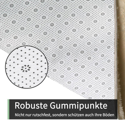 Sour Lemon Hochflor Teppich Beige 140x200 Waschbar Anti-Rutsch Flauschige Moderne Teppich