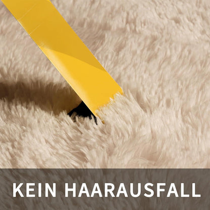 Hochflor Teppich Beige 140x200 Waschbar Rutschfest Schlafzimmer Kinderzimmer