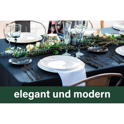 36-teiliges Besteckset für 6 Personen, Schwarz, Edelstahl, mit Steakmessern