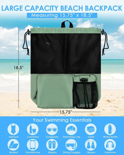 Schwimmen Tasche Mesh-Rucksack Kordelzug wasserdicht Sporttasche