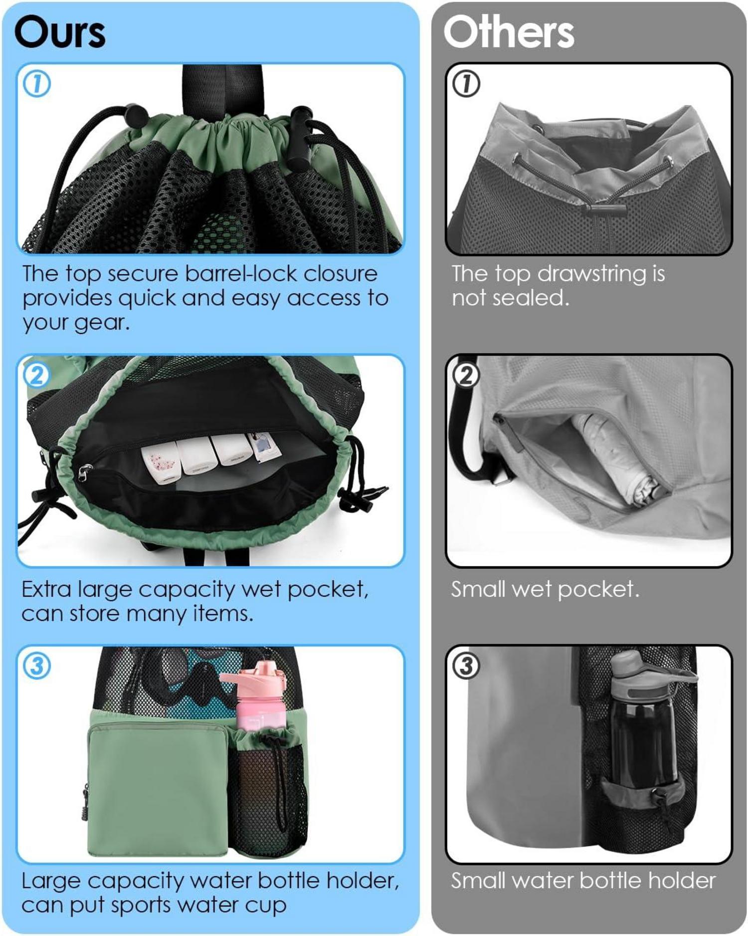 BROTOU Schwimmen Strandtasche Mesh-Rucksack mit Kordelzug Herren Damen