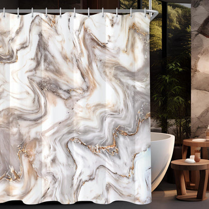 Duschvorhang Graugelb Marmor Textil 150x200 cm wasserabweisend waschbar 8 Ösen
